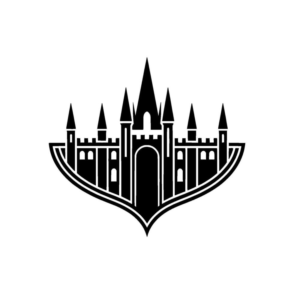 Gothic Castle Silhouette, Minimalist Emblem, Regal Symbol, Fortress vector