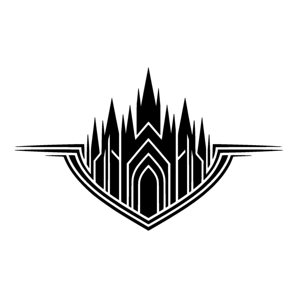 Geometric Gothic Crest - Stark Silhouette Emblem vector