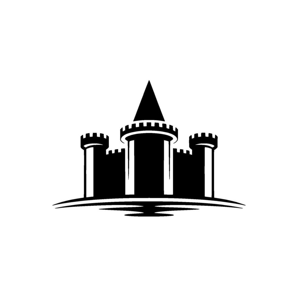 Regal Fortress Emblem, Minimalist Silhouette, Grey vector