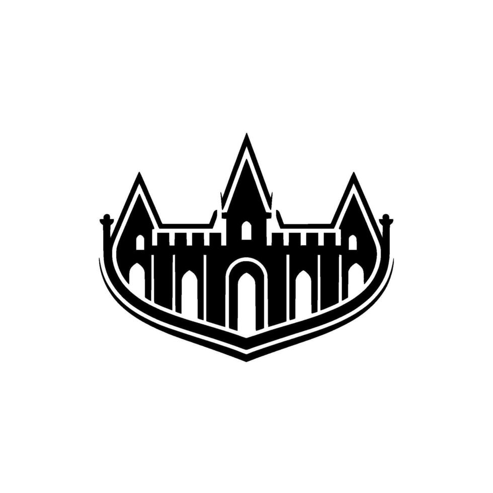 Gothic Castle Silhouette, Minimalist Emblem, Regal Symbol, Vintage vector