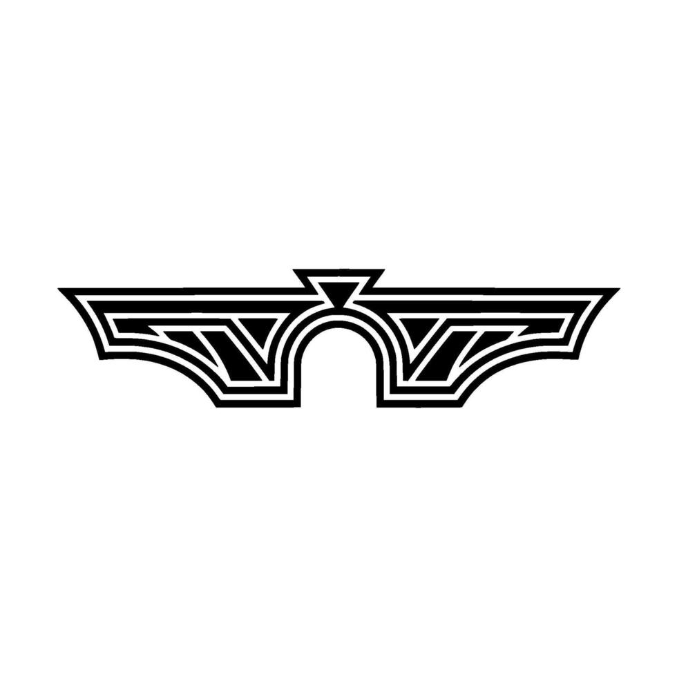 Geometric Wing Emblem, Art Deco Style, Outline vector