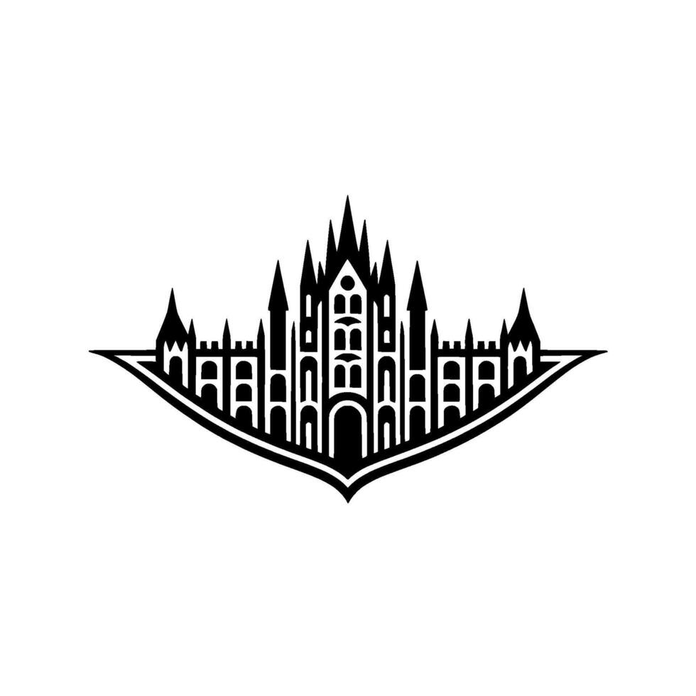 Gothic City Silhouette, Minimalist Emblem, Symbolic vector