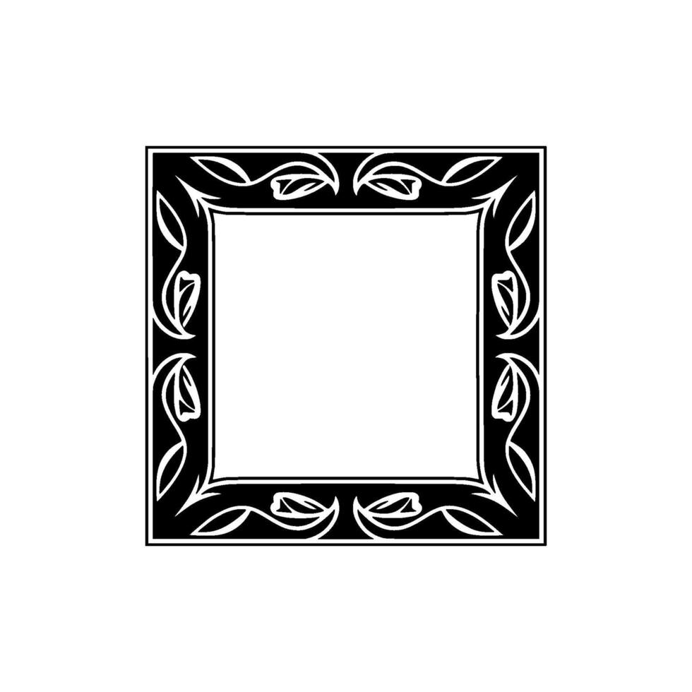 Intricate Black Frame, Botanical Motif, Minimalist vector