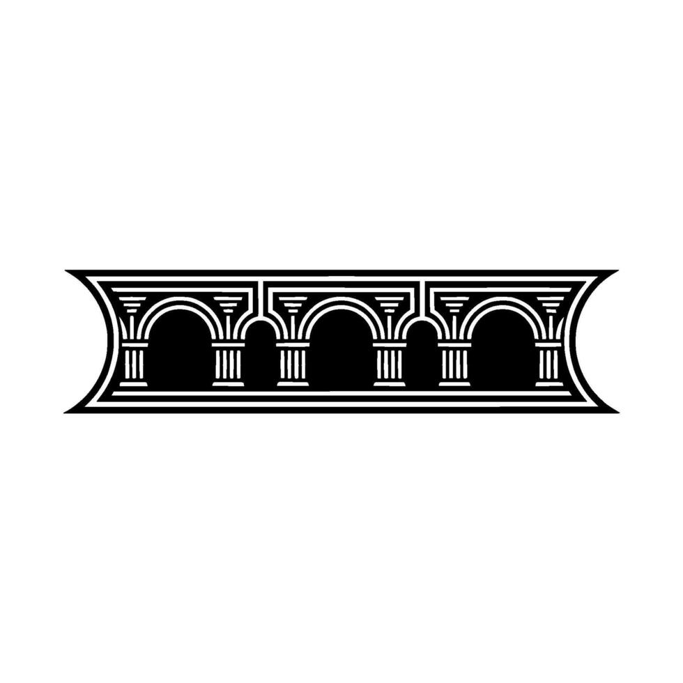 Art Deco Archway Geometric Elegance in Black and White vector
