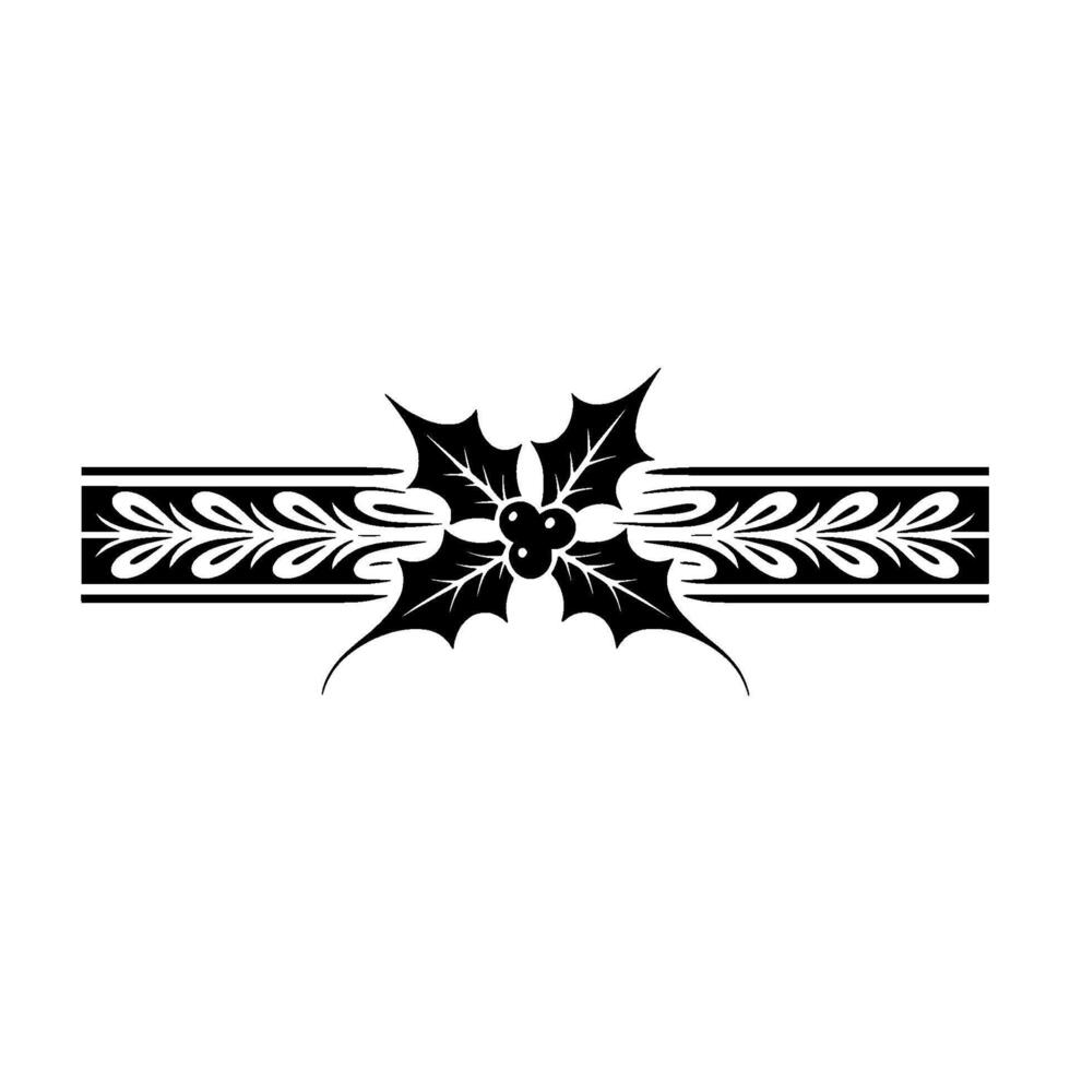 Stylized Holly Border, Festive Emblem, Berries vector