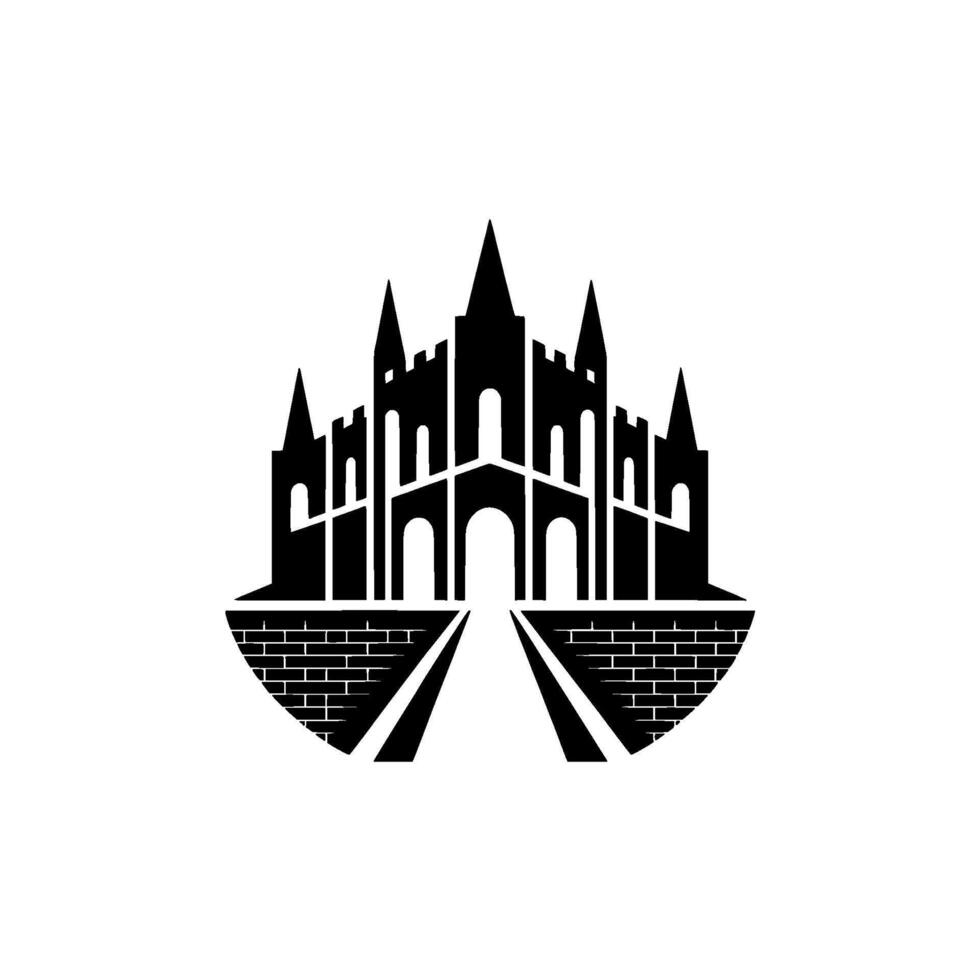 Gothic Fortress Silhouette, Symbolic Journey vector