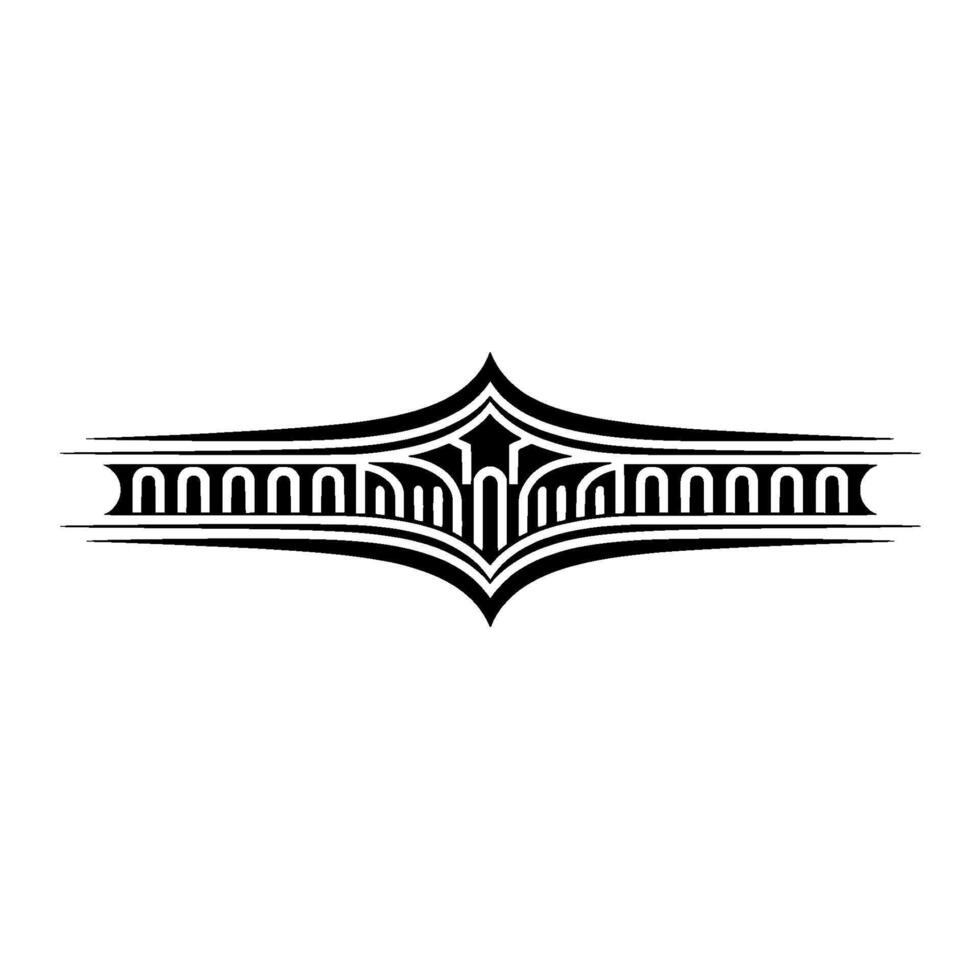 Art Deco Crest Geometric Ornament, Vintage Elegance, Line art vector