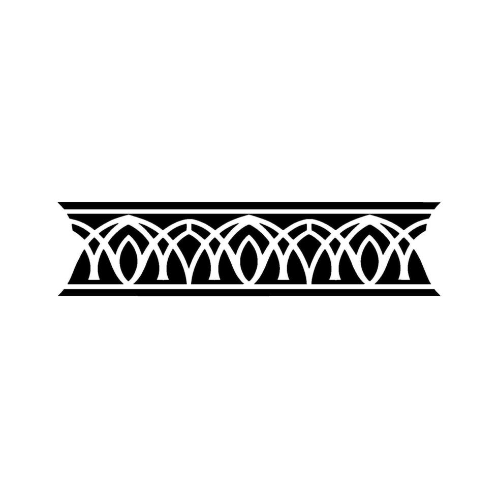 Intricate Black White Arch Motif Border, Vintage Style vector