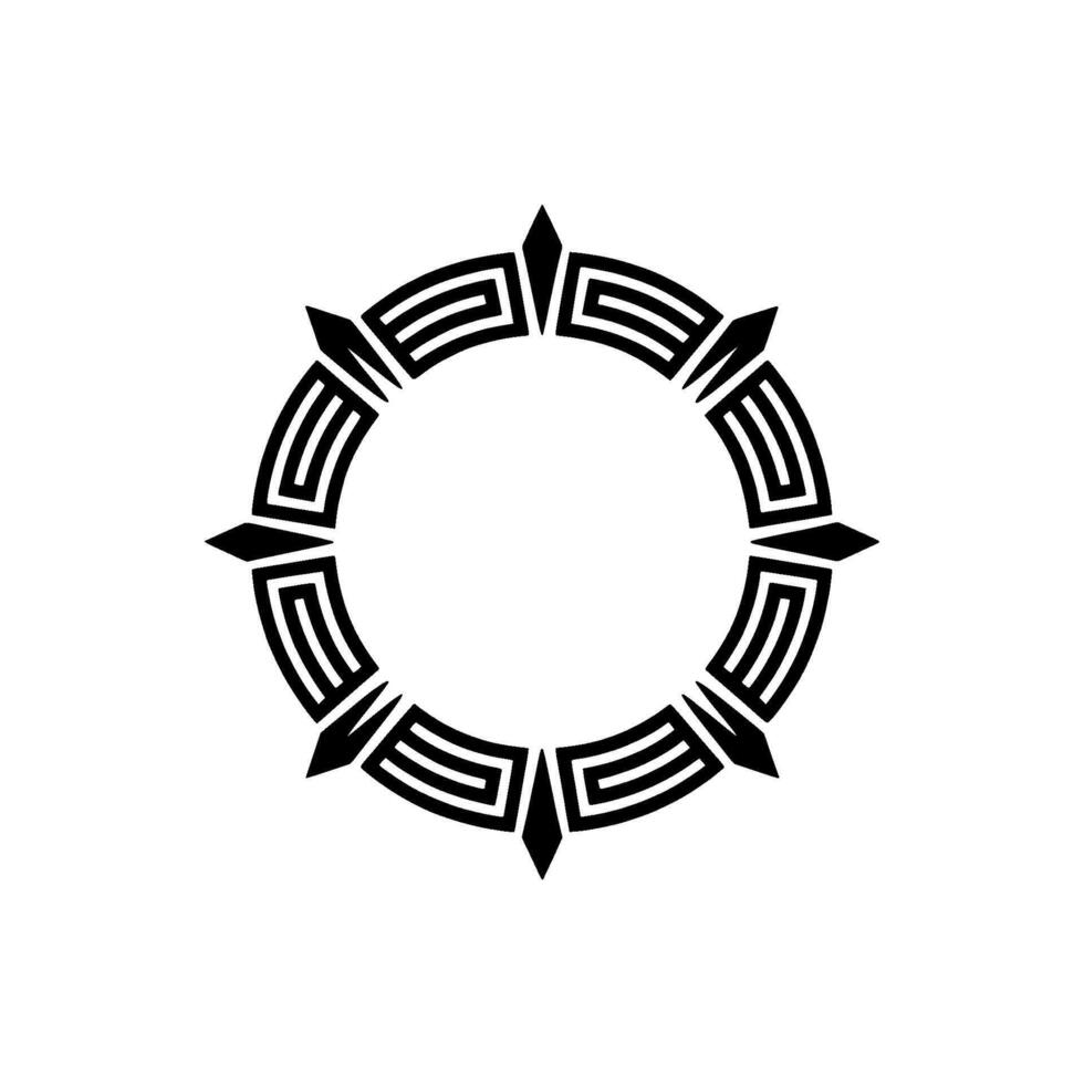 Geometric Tribal Circle, Minimalist , Black White, Pattern vector