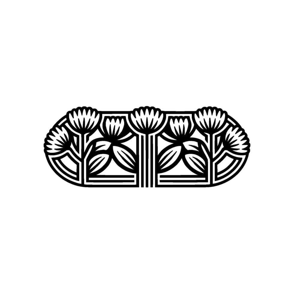 Art Deco Floral Emblem, Geometric , Vintage Aesthetic vector