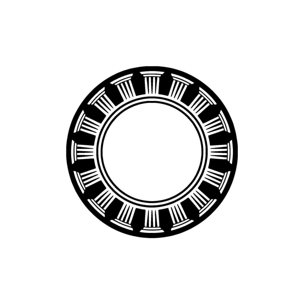 Circular Greek Column Emblem, Minimalist, Circle vector