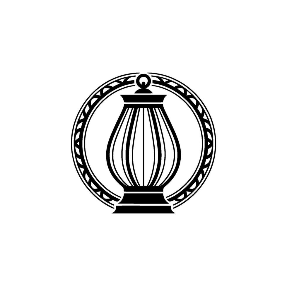 Intricate Indian Lamp Emblem, Symbolic vector