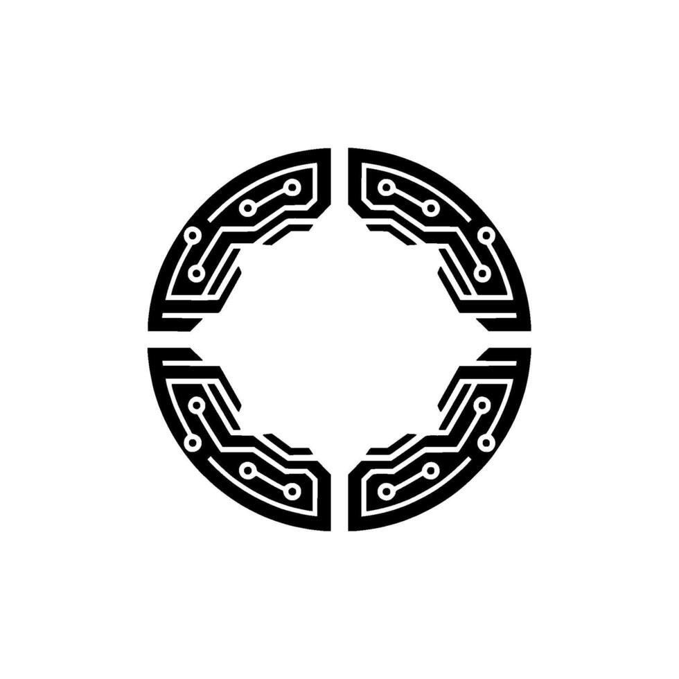 Circuitry Circle Minimalist Tech Emblem, Circuit vector