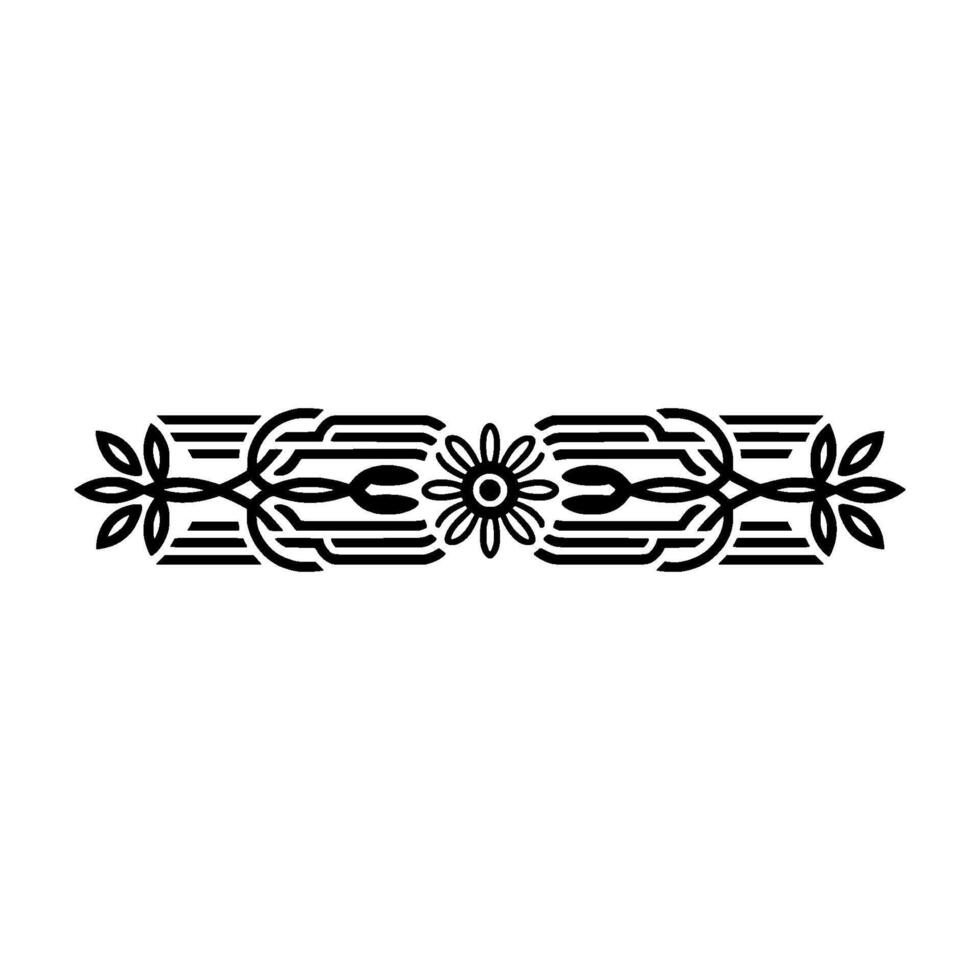 Art Deco Floral Border, Elegant Line Art vector