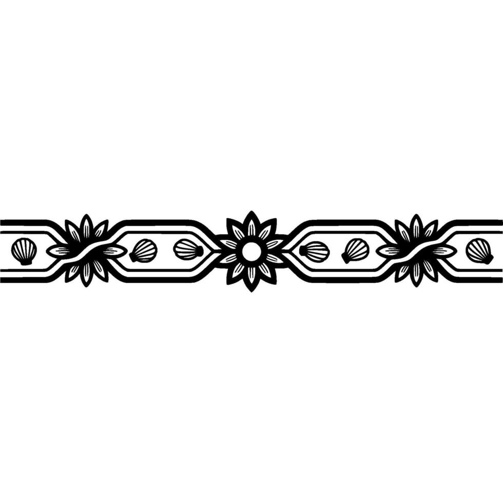 Nautical Border Stylized Seashell and Floral vector