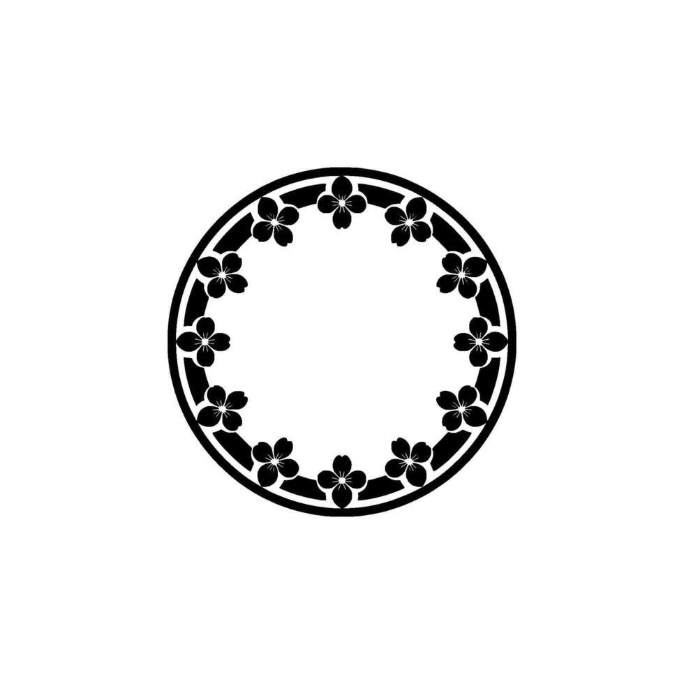 Elegant Sakura Circle Emblem, Minimalist Japanese vector