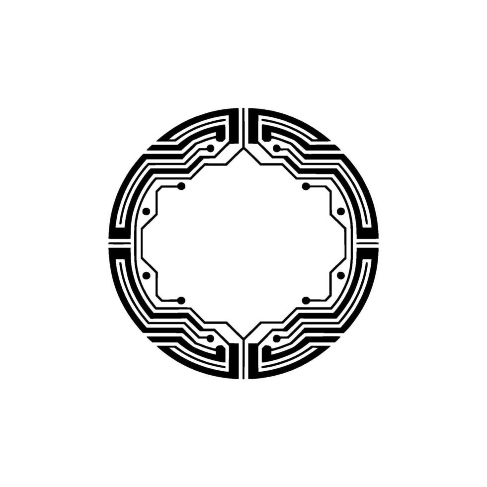 Circuit Board Mandala, Minimalist Tech vector