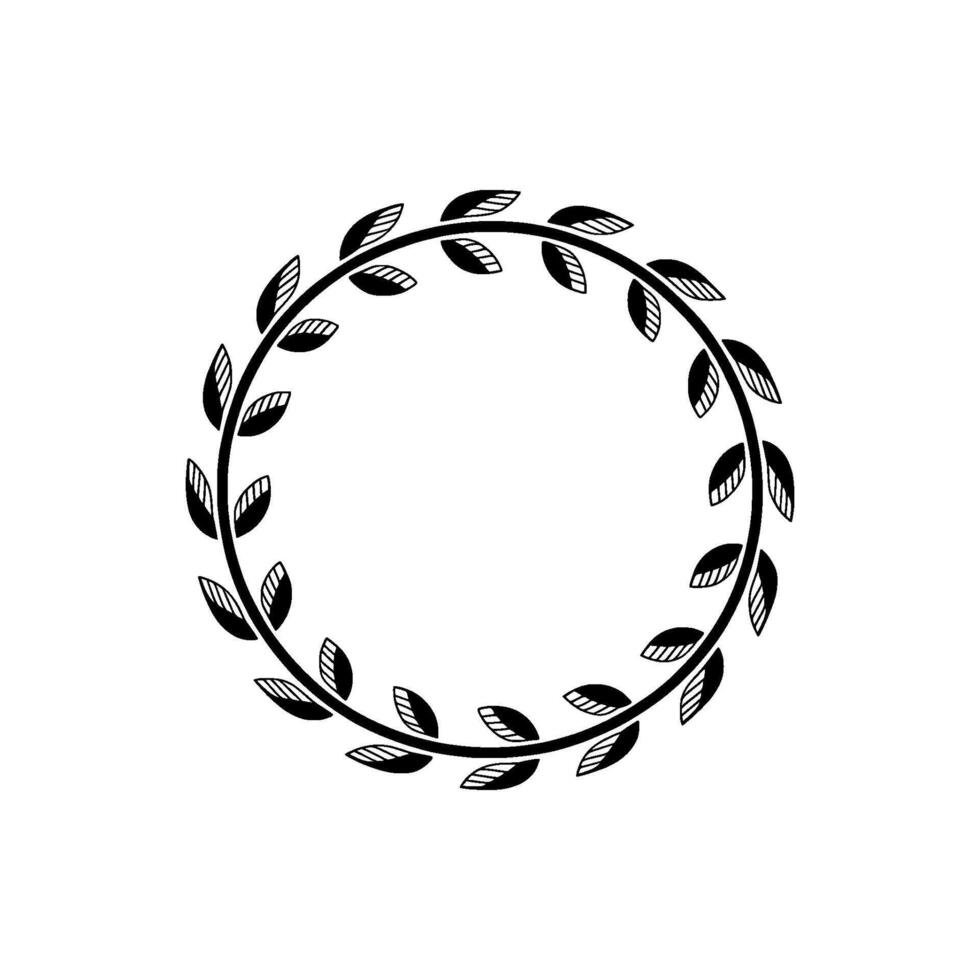 Minimalist Leaf Wreath, Elegant Border, Circular vector