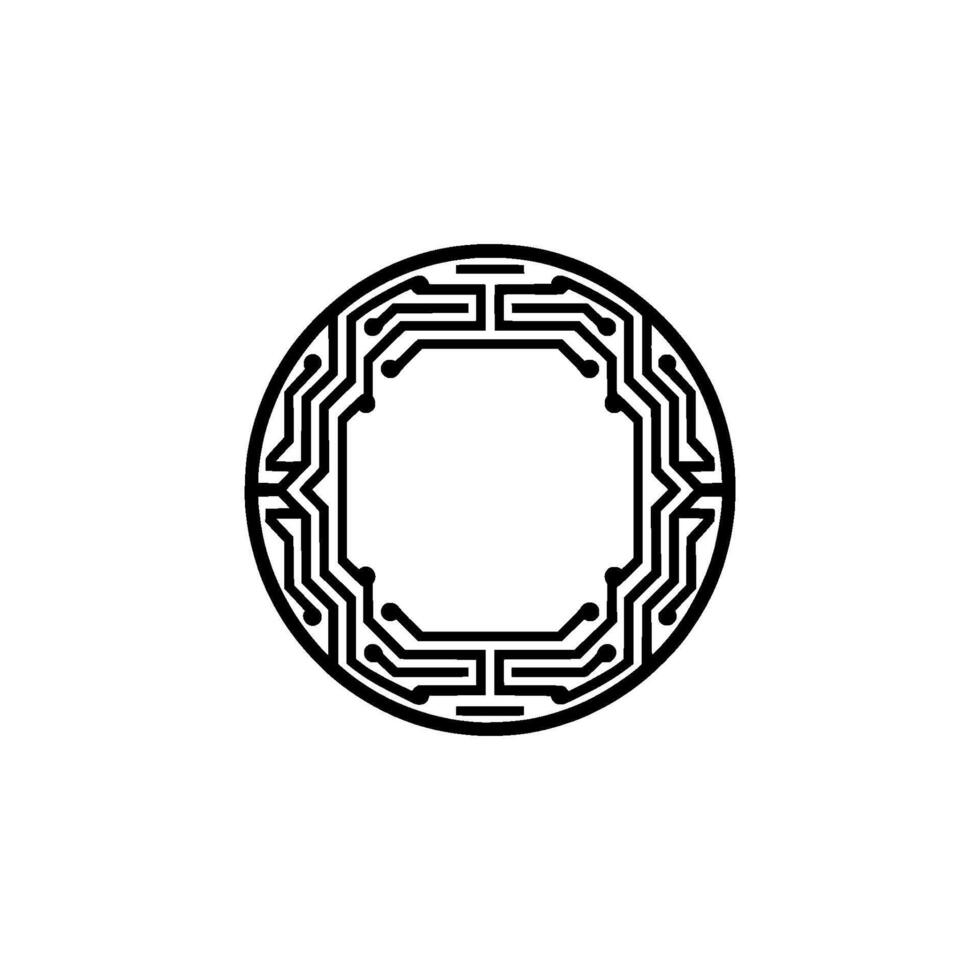 Circuitry Circle Minimalist Tech Emblem, Technology vector