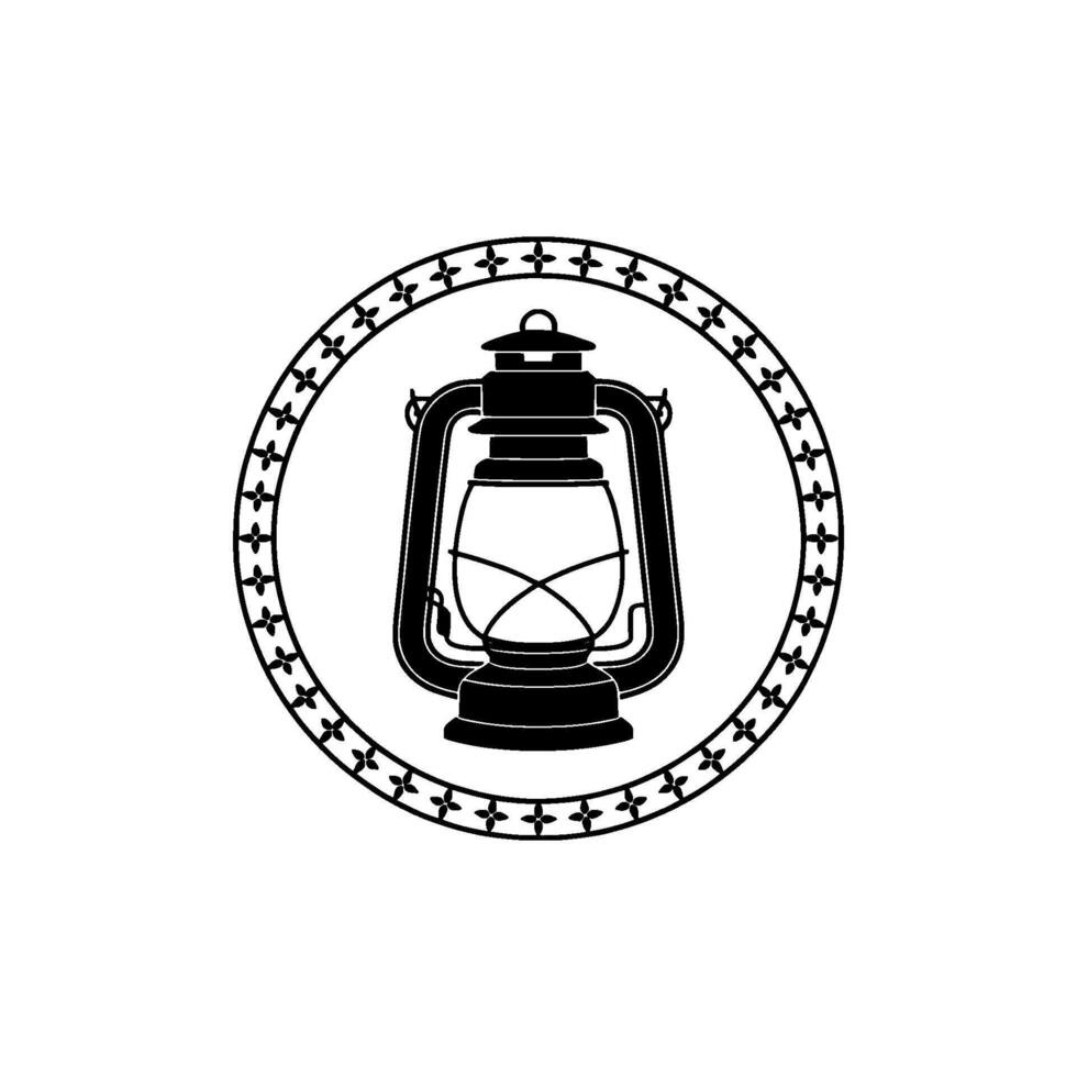 Vintage Lantern Emblem, Rustic Silhouette, Illuminated Symbol vector