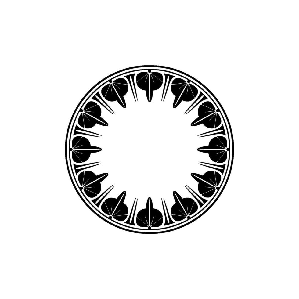 Stylized Floral Circle Emblem, Art Deco Inspired vector