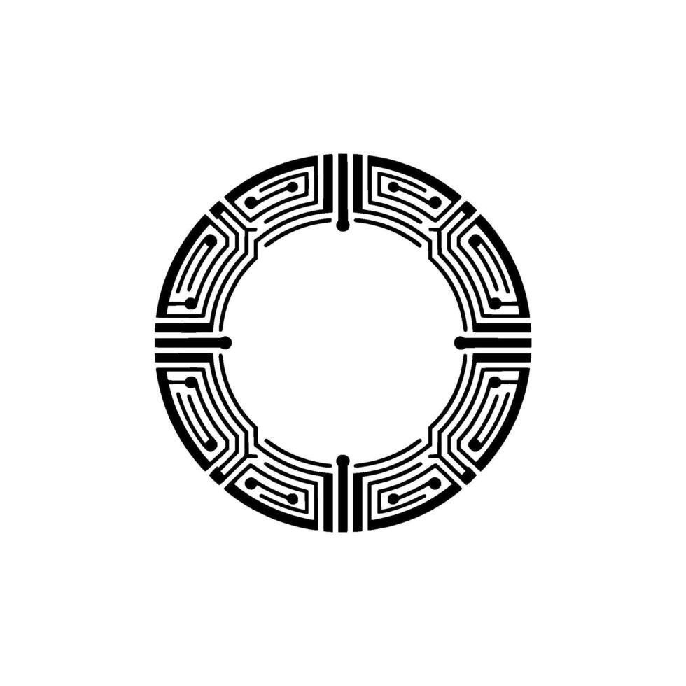 Geometric Circuit Mandala, Minimalist - Abstract vector