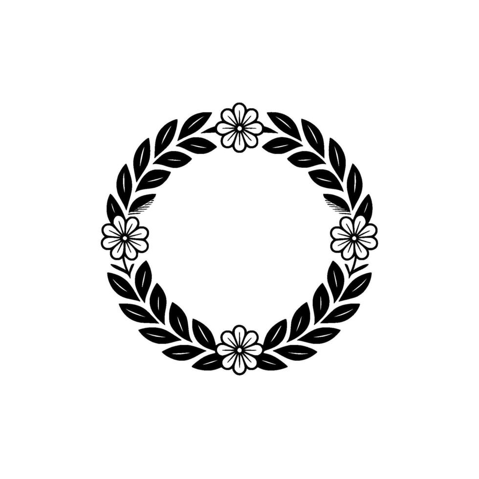 Elegant Floral Wreath, Minimalist , Vintage Style vector