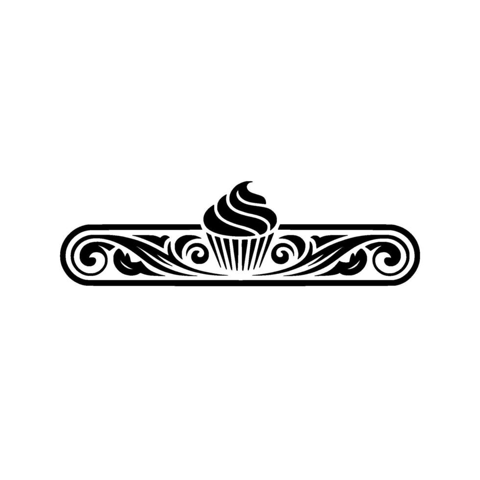 Elegant Cupcake Ornament, Vintage Flourish vector
