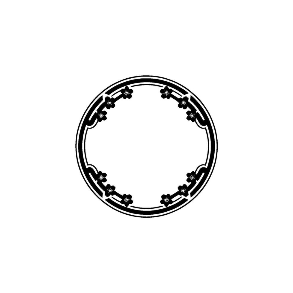 Elegant Japanese Blossom Circle Frame, Minimalist vector