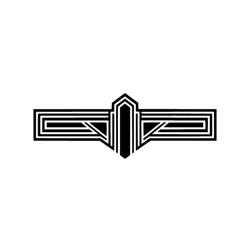Geometric Wing Emblem, Art Deco Style, Minimalist vector