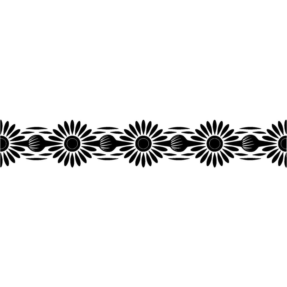 Stylized Sunflower Border, Geometric Floral vector