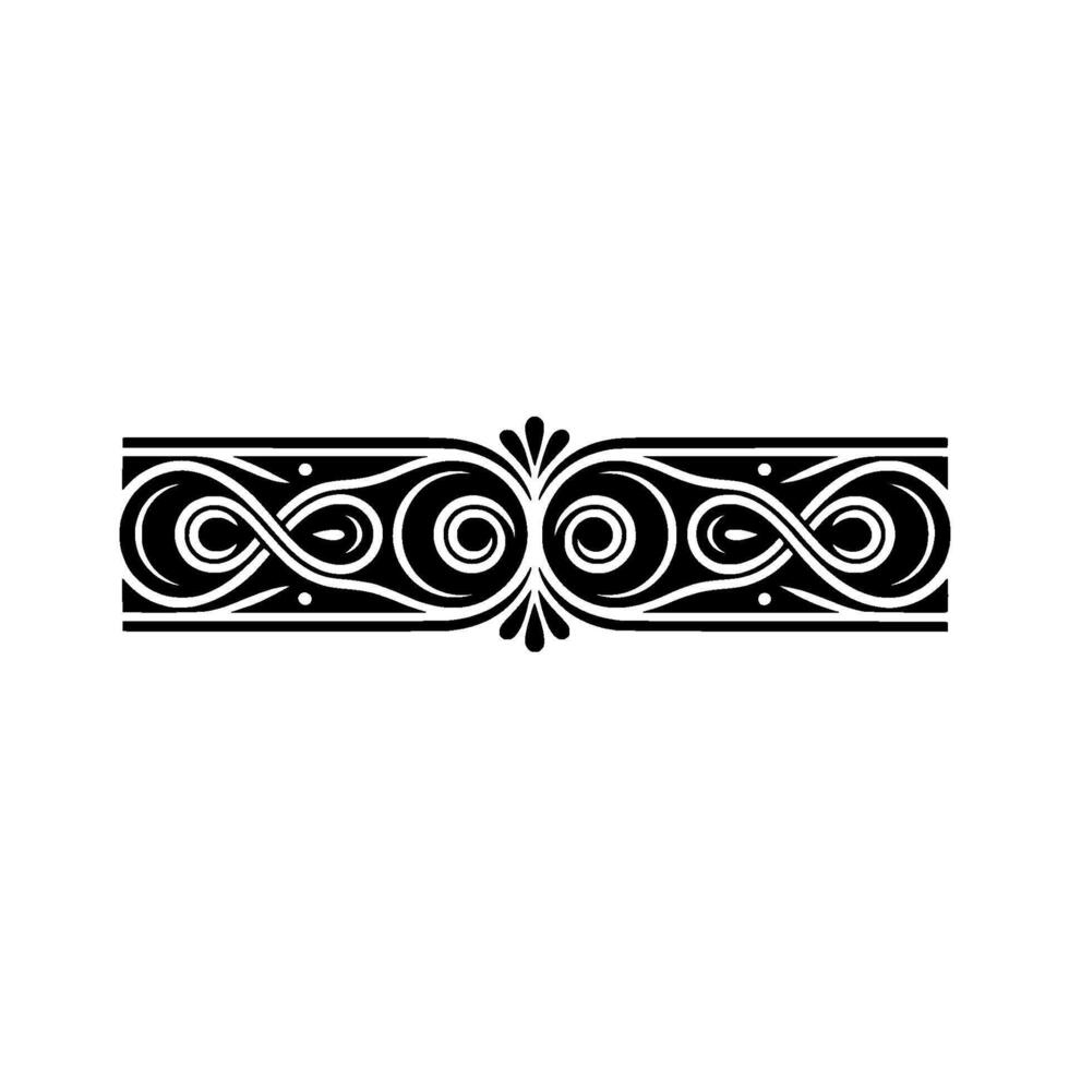 Elegant Vintage Scroll Border, Black White vector