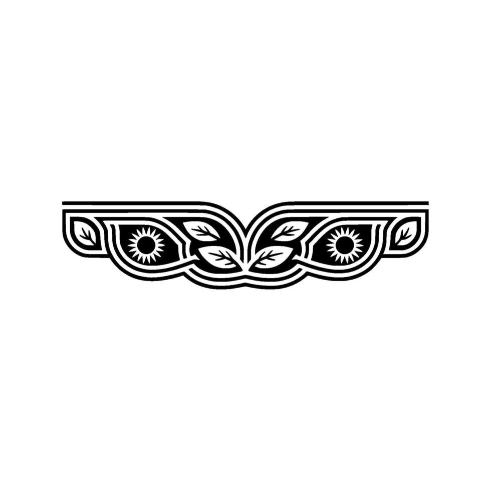 Stylized Tribal Ornament, Black White Botanical Motif vector