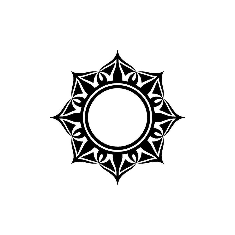 Geometric Sunburst Emblem, Intricate Black vector
