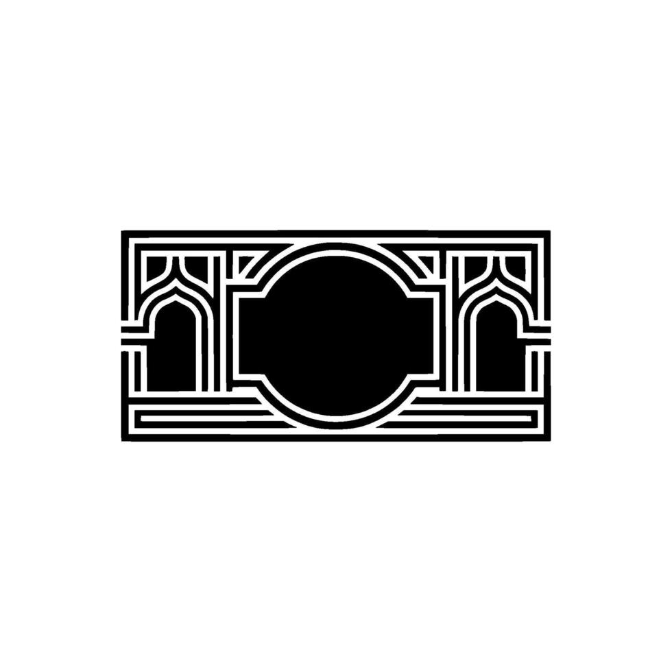 Art Deco Frame, Geometric Ornament, Black White, Elegant vector