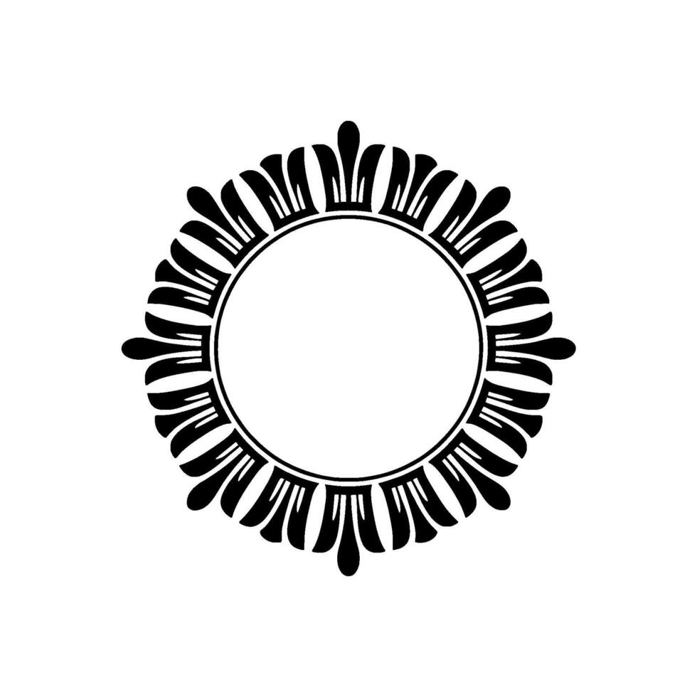 Stylized Radial Floral Frame, Minimalist vector