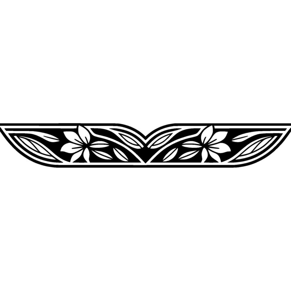 Stylized Floral Border, Mori , Black and White vector