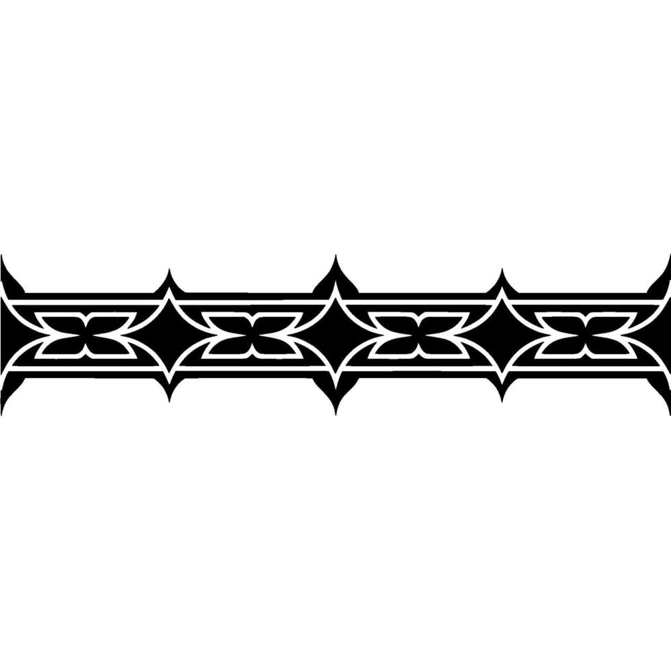 Geometric Tribal Border, Black White, Stylized vector