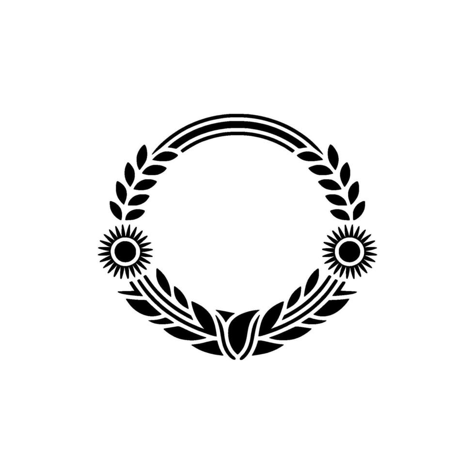 Circular Emblem, Sun Laurel, Vintage , Minimalist vector