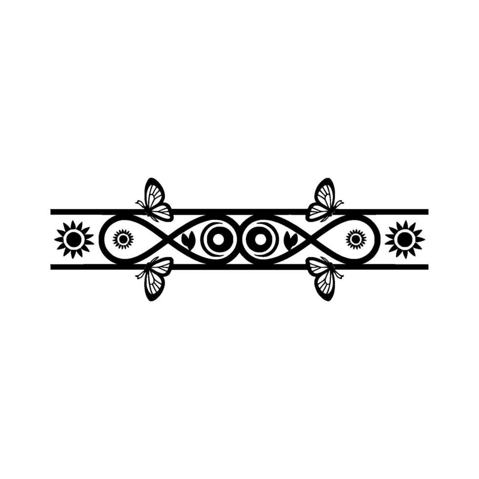 Stylized Floral Border, Vintage Illustration, Symbolic vector