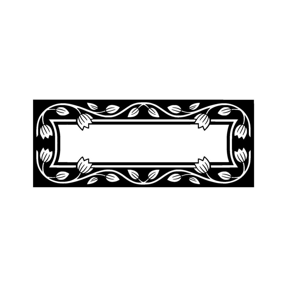 Elegant Botanical Frame, Vintage Style, Black White vector