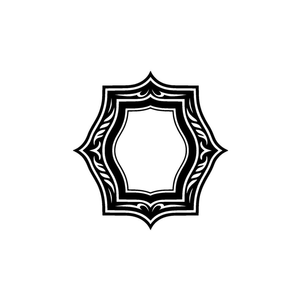 Elegant Hexagonal Frame, Vintage Ornamentation, Minimalist vector