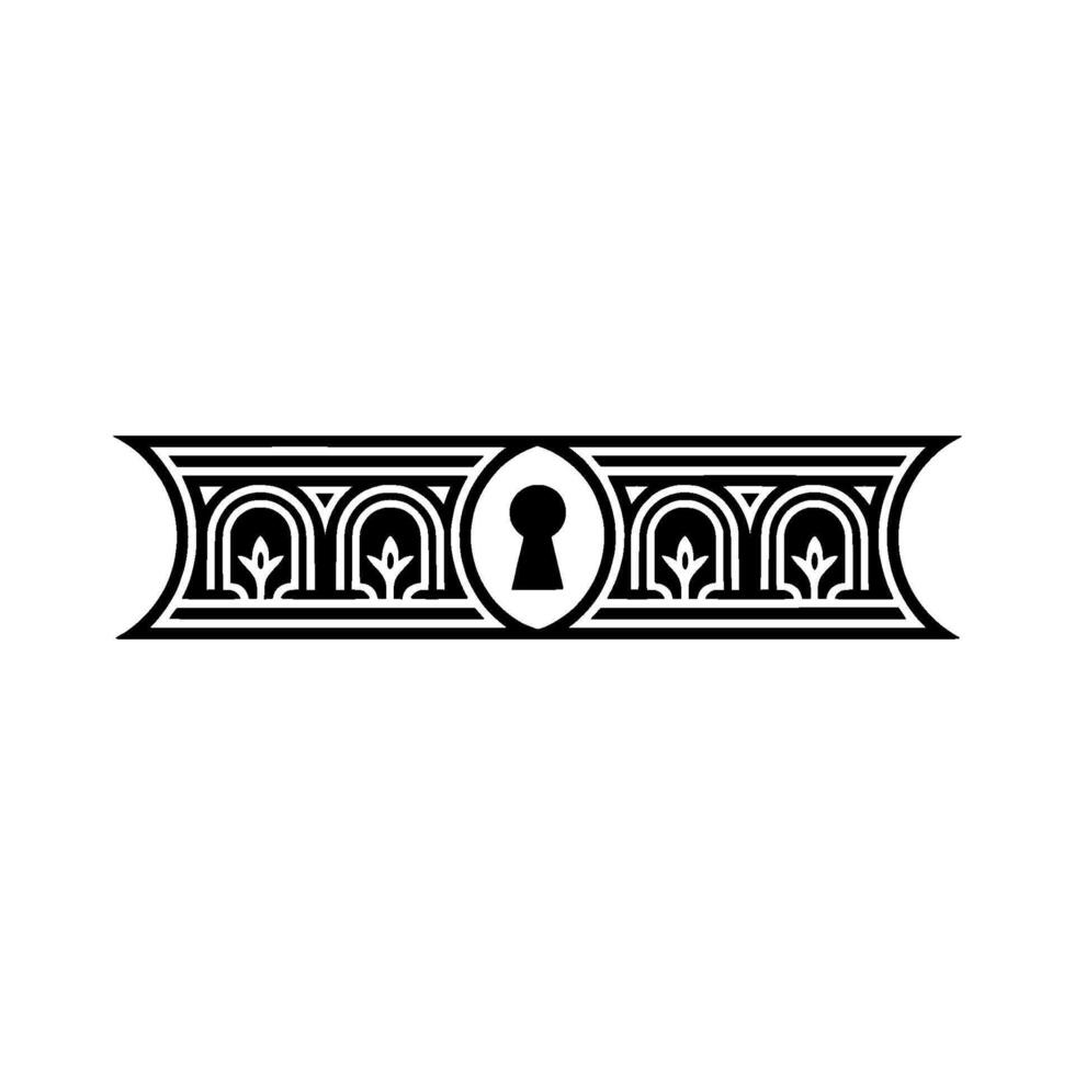 Art Deco Keyhole Border Vintage Security Elegance vector