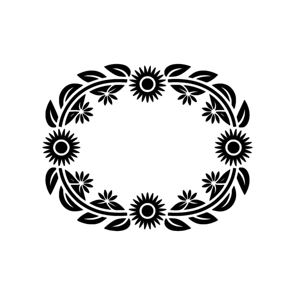 Stylized Sunflower Wreath, Minimalist Floral - Botanical vector