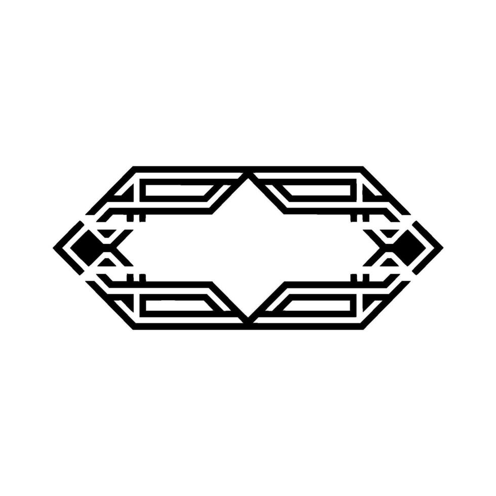 Geometric Deco Ornament, Elegant Border, Hexagon vector