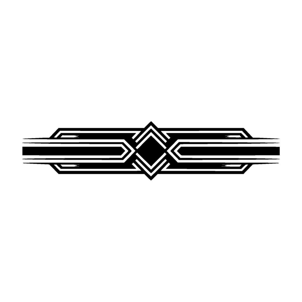 Geometric Deco Divider Streamlined Black White. vector