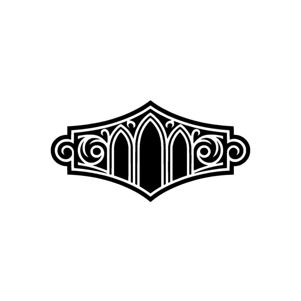 Gothic Shield Emblem, Intricate Ornamentation, Vintage vector