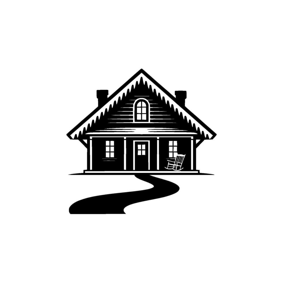 Rustic Cottage Silhouette, Peaceful Retreat vector