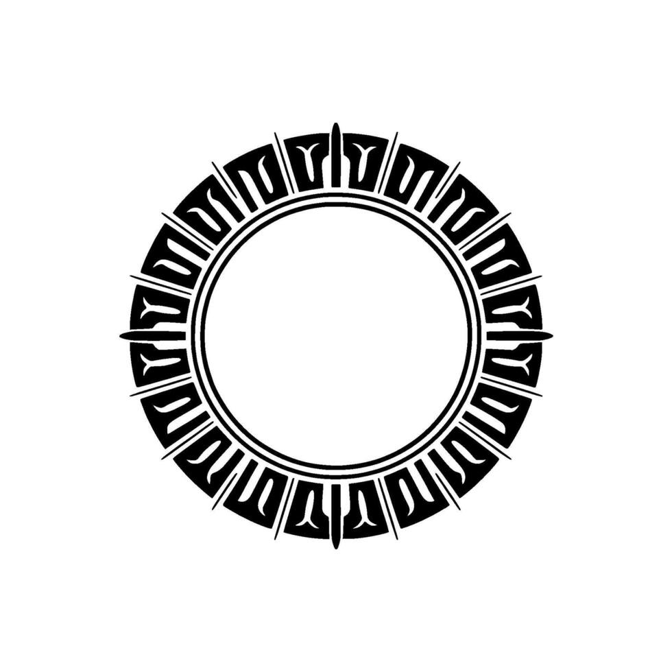 Geometric Tribal Circle Frame, Stylized Black vector