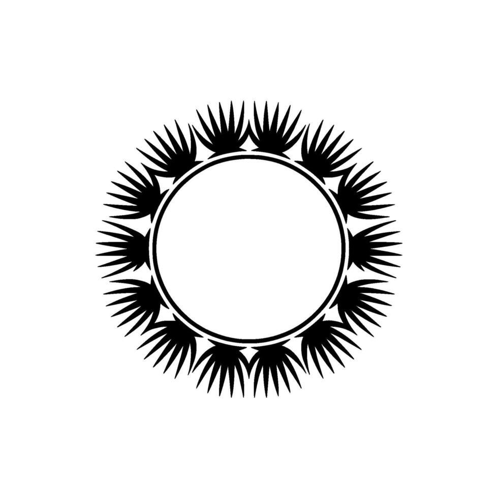Stylized Palm Leaf Circle, Minimalist , Circular Motif vector